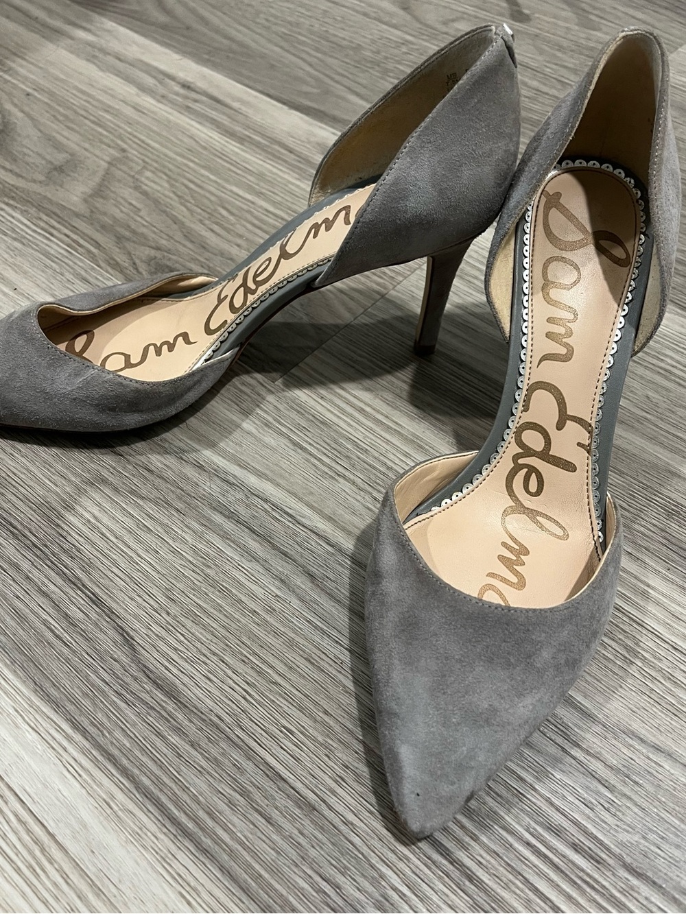 Sam Edelman Gray Suede Pointed Kitten Heels - Picture 6 of 7